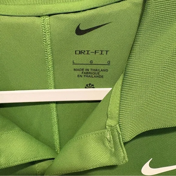NWT Nike Mens Large Dri-FIT Ribbed Collar Standart Fit Solid Green Golf Polo - Picture 5 of 9